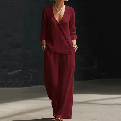 Silvana | Completo Camicia Ampia e Pantaloni a Gamba Larga