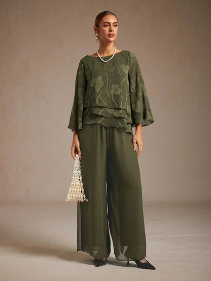 Sonia | Pantaloni a Gamba Dritta con Inserto in Chiffon