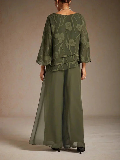 Tiziana | Pantaloni a Gamba Dritta con Inserto in Chiffon