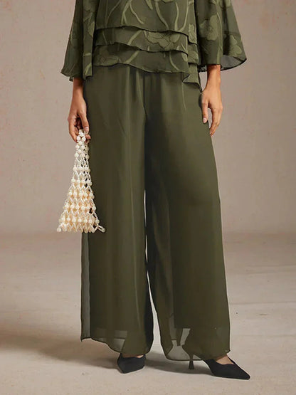 Sonia | Pantaloni a Gamba Dritta con Inserto in Chiffon