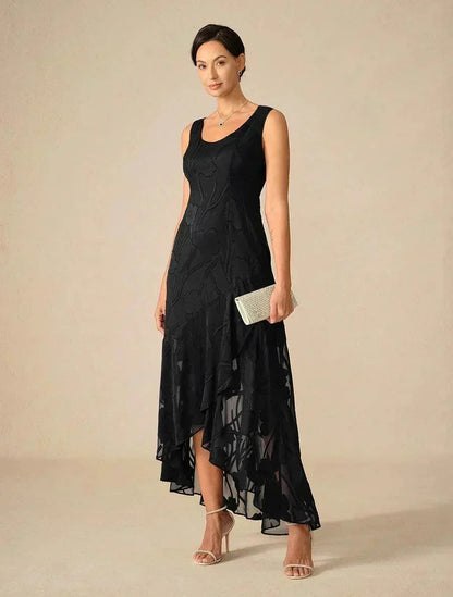 Stefania | Abito da Sera in Chiffon a Motivi Floreali con Orlo Asimmetrico