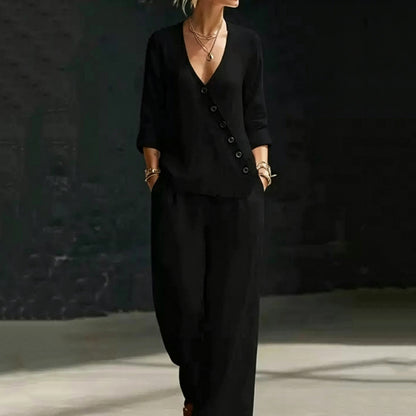 Silvana | Completo Camicia Ampia e Pantaloni a Gamba Larga
