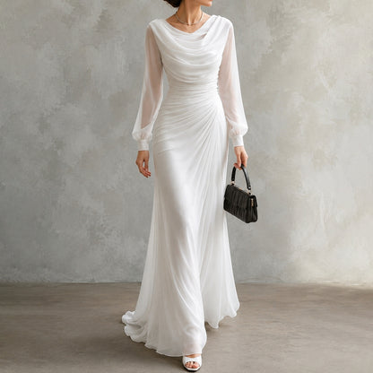 Ilaria | Abito Maxi Elegante a Collo Drappeggiato