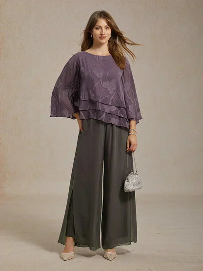 Tiziana | Pantaloni a Gamba Dritta con Inserto in Chiffon
