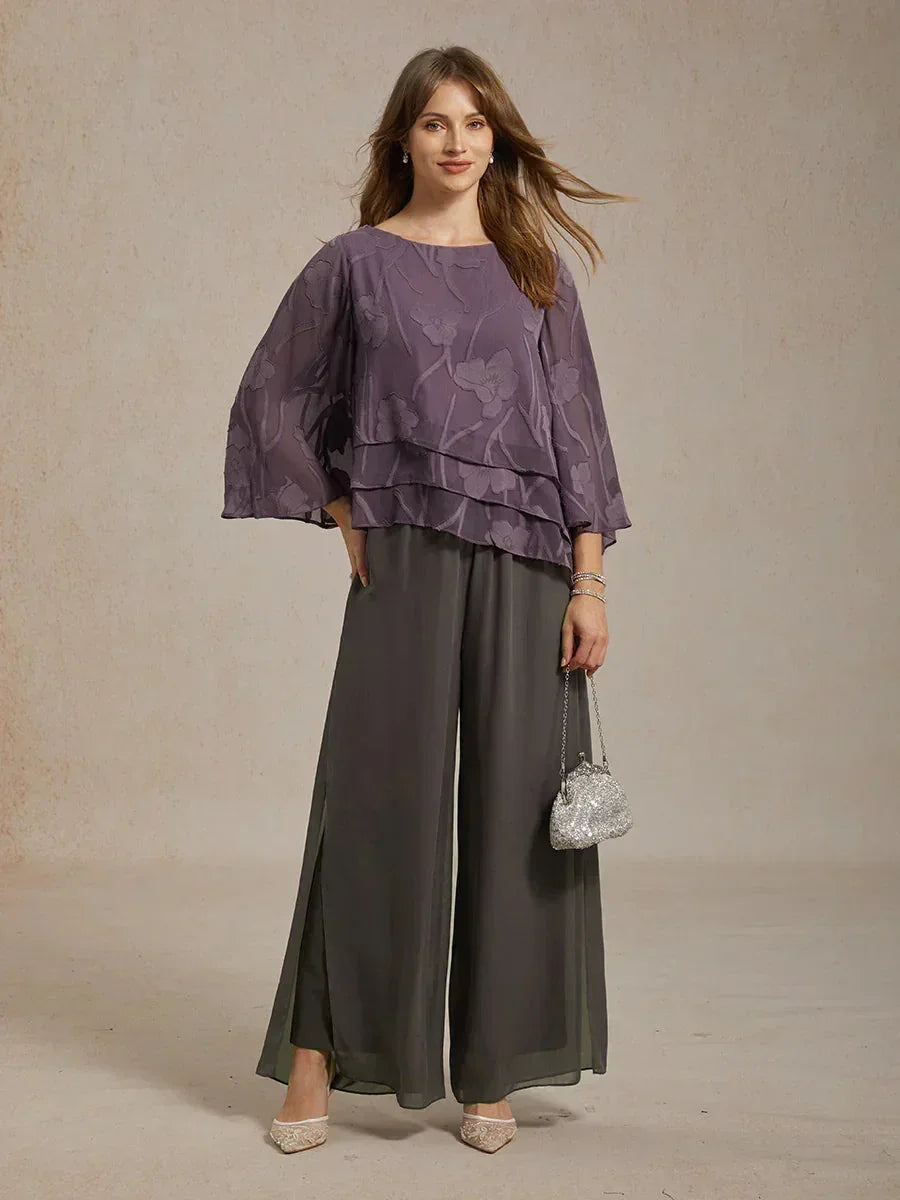 Sonia | Pantaloni a Gamba Dritta con Inserto in Chiffon