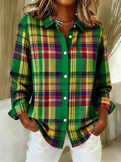 Lidia | Camicia Vintage a Quadri Scozzesi con Bottoni e Tasche