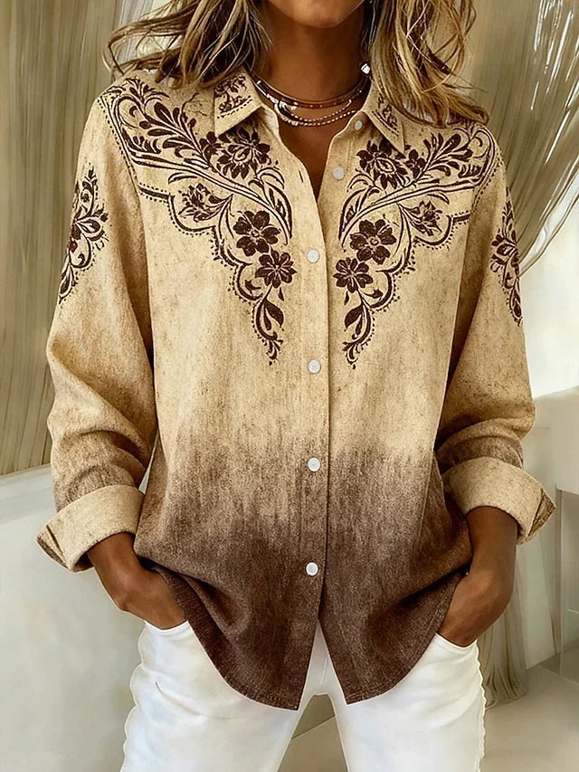 Germana | Camicia Vintage Western con Stampa Floreale