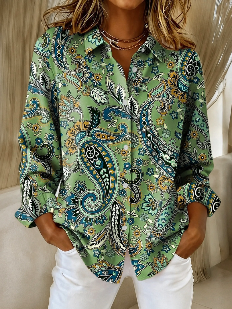 Pasqualina | Camicia con Bottoni e Stampa Paisley