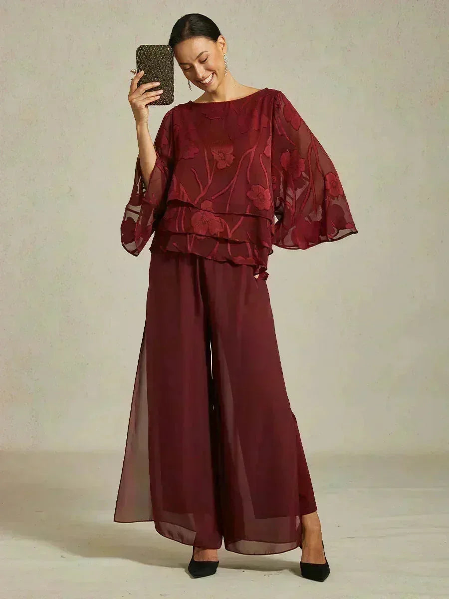 Marzia | Blusa a Strati con Motivo Floreale in Chiffon
