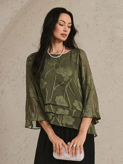 Marzia | Blusa a Strati con Motivo Floreale in Chiffon