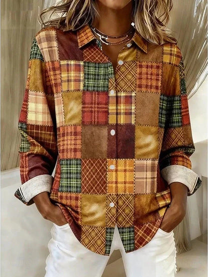 Benvenuta | Camicia Vintage Patchwork con Bottoni Bianchi