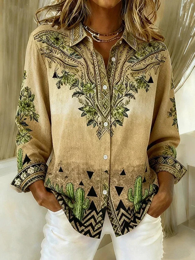 Germana | Camicia Vintage Western con Stampa Floreale