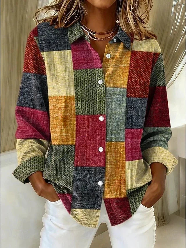Benvenuta | Camicia Vintage Patchwork con Bottoni Bianchi
