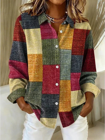 Benvenuta | Camicia Vintage Patchwork con Bottoni Bianchi
