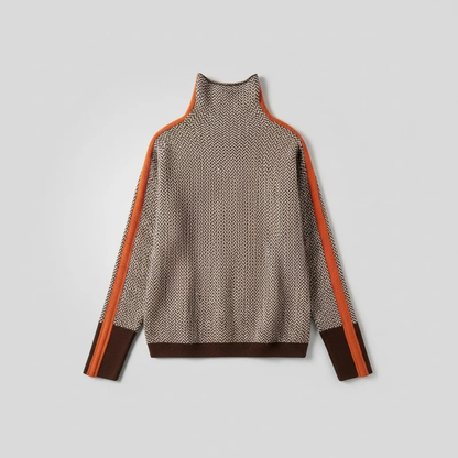 Maglione Collo Alto a Righe Elegante