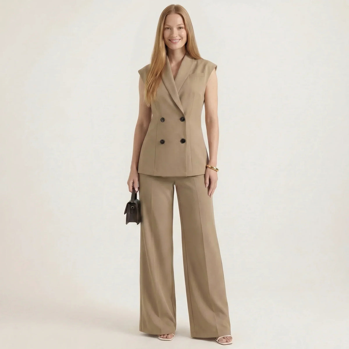 Tecla | Completo da Donna con Gilet Doppiopetto e Pantaloni a Gamba Larga