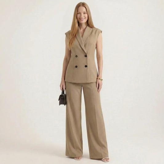 Tecla | Completo da Donna con Gilet Doppiopetto e Pantaloni a Gamba Larga