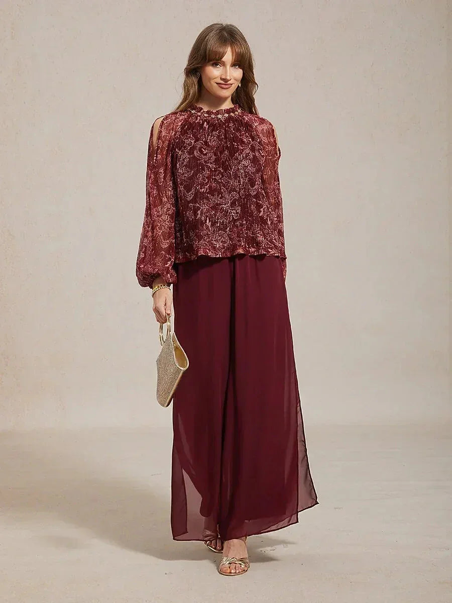 Sonia | Pantaloni a Gamba Dritta con Inserto in Chiffon