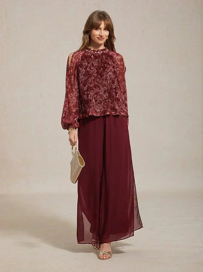 Tiziana | Pantaloni a Gamba Dritta con Inserto in Chiffon