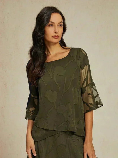 Livia | Camicetta Elegante in Chiffon con Orlo Asimmetrico