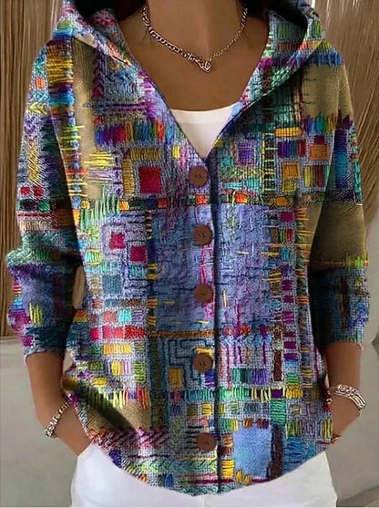 Palma | Giacca in Maglia Stampata con Cappuccio