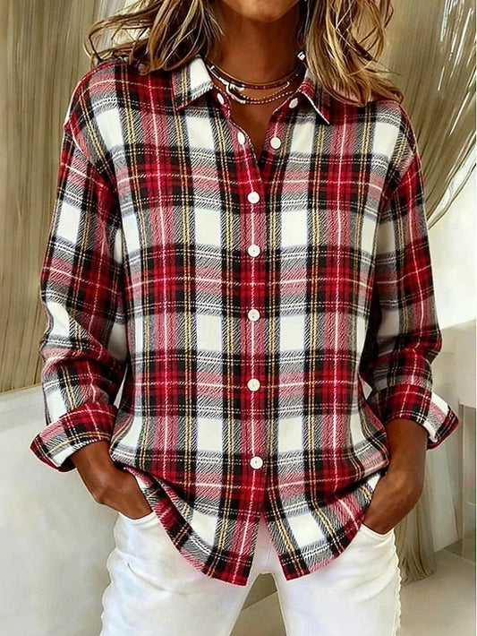 Lidia | Camicia Vintage a Quadri Scozzesi con Bottoni e Tasche