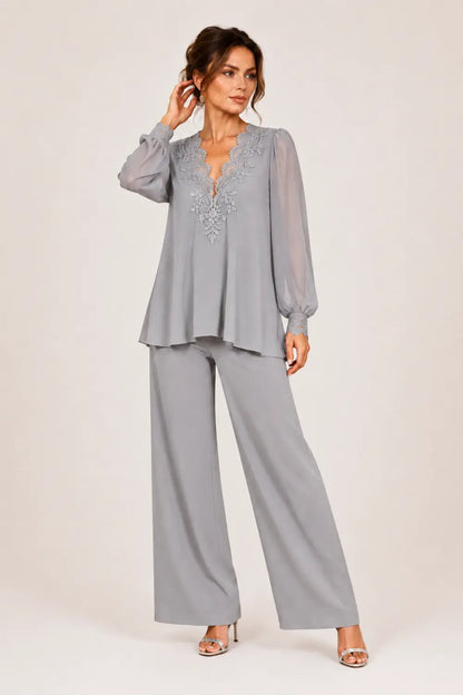 Violantina | Completo Scollo a V con Chiffon a Strati