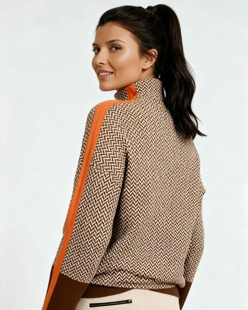 Maglione Collo Alto a Righe Elegante