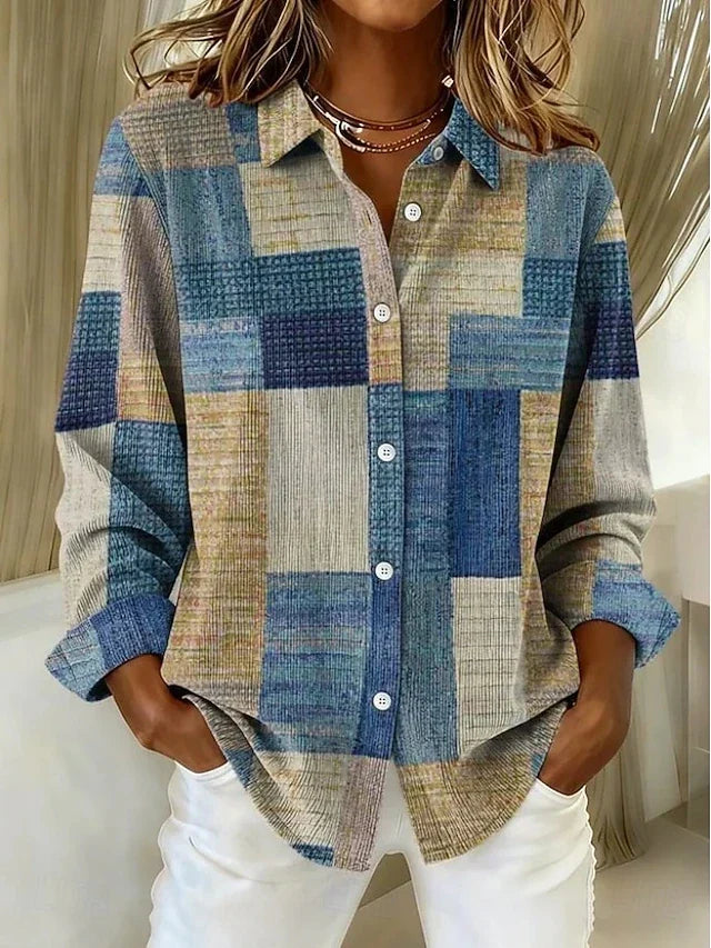Benvenuta | Camicia Vintage Patchwork con Bottoni Bianchi