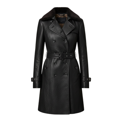 Valentina – Elegante Cappotto Lungo in Pelle 3/4