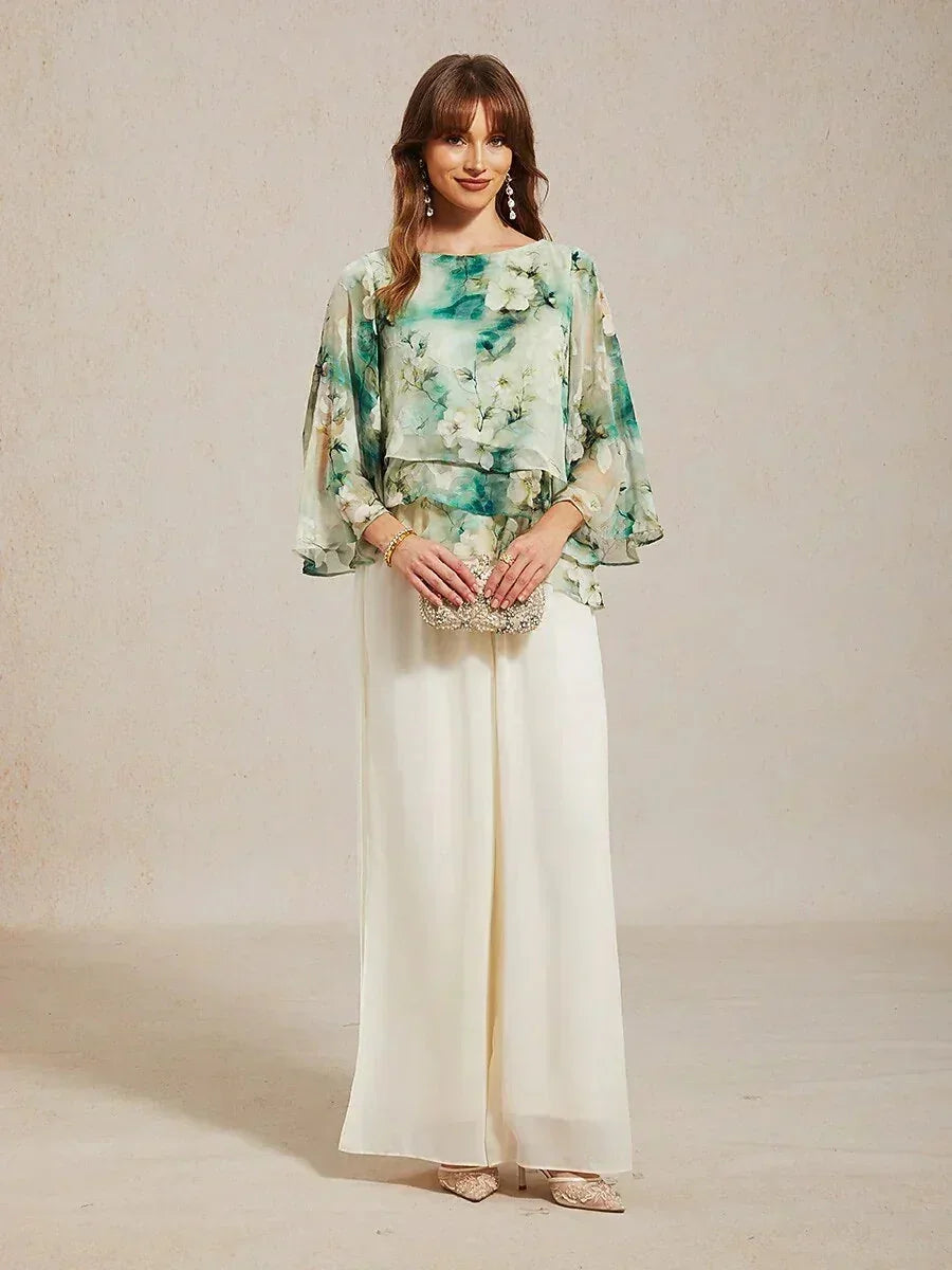 Sonia | Pantaloni a Gamba Dritta con Inserto in Chiffon