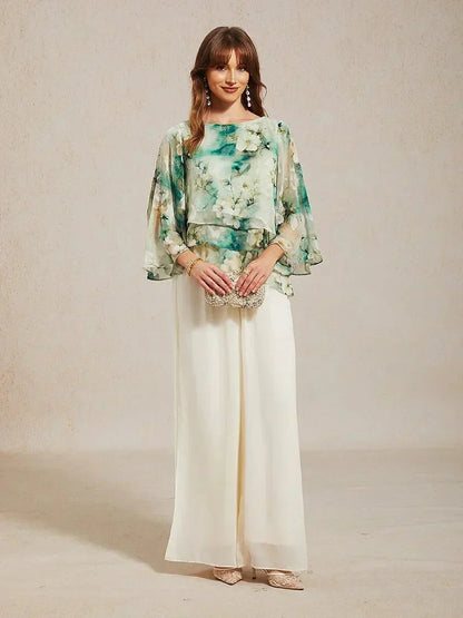 Sonia | Pantaloni a Gamba Dritta con Inserto in Chiffon