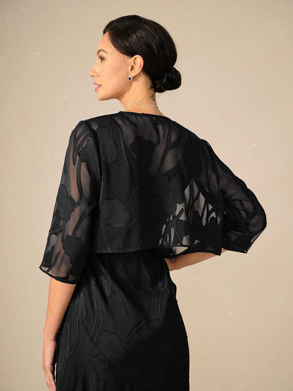 Olga | Coprispalle in Chiffon Trasparente a Motivi Floreali