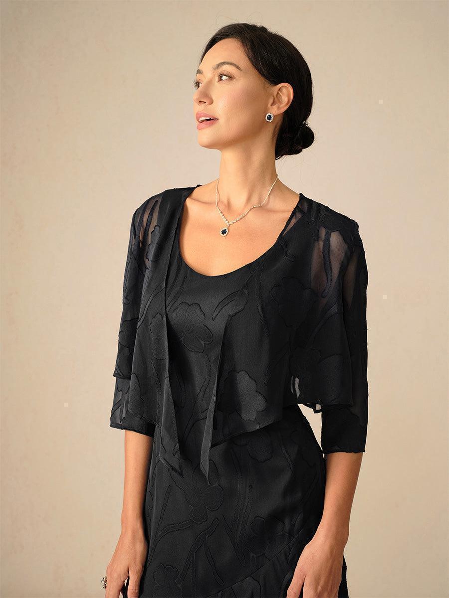 Olga | Coprispalle in Chiffon Trasparente a Motivi Floreali