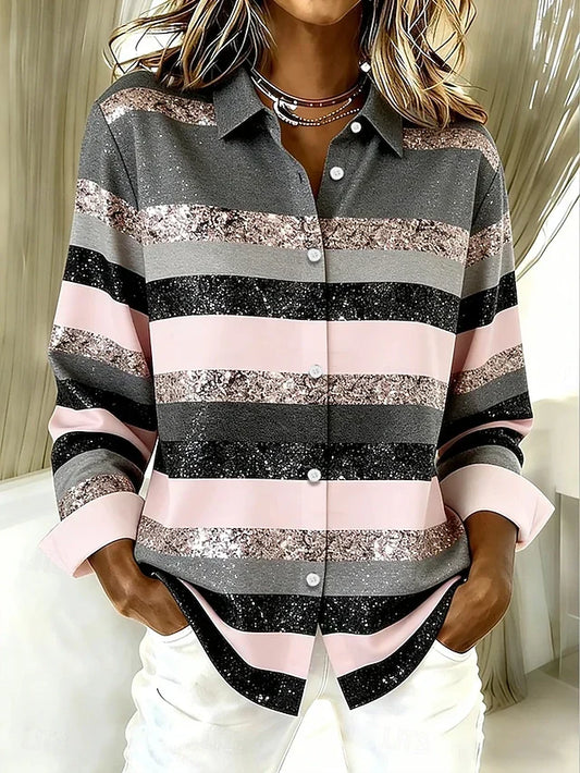 Doralice | Camicia a Righe Orizzontali con Colletto e Bottoni